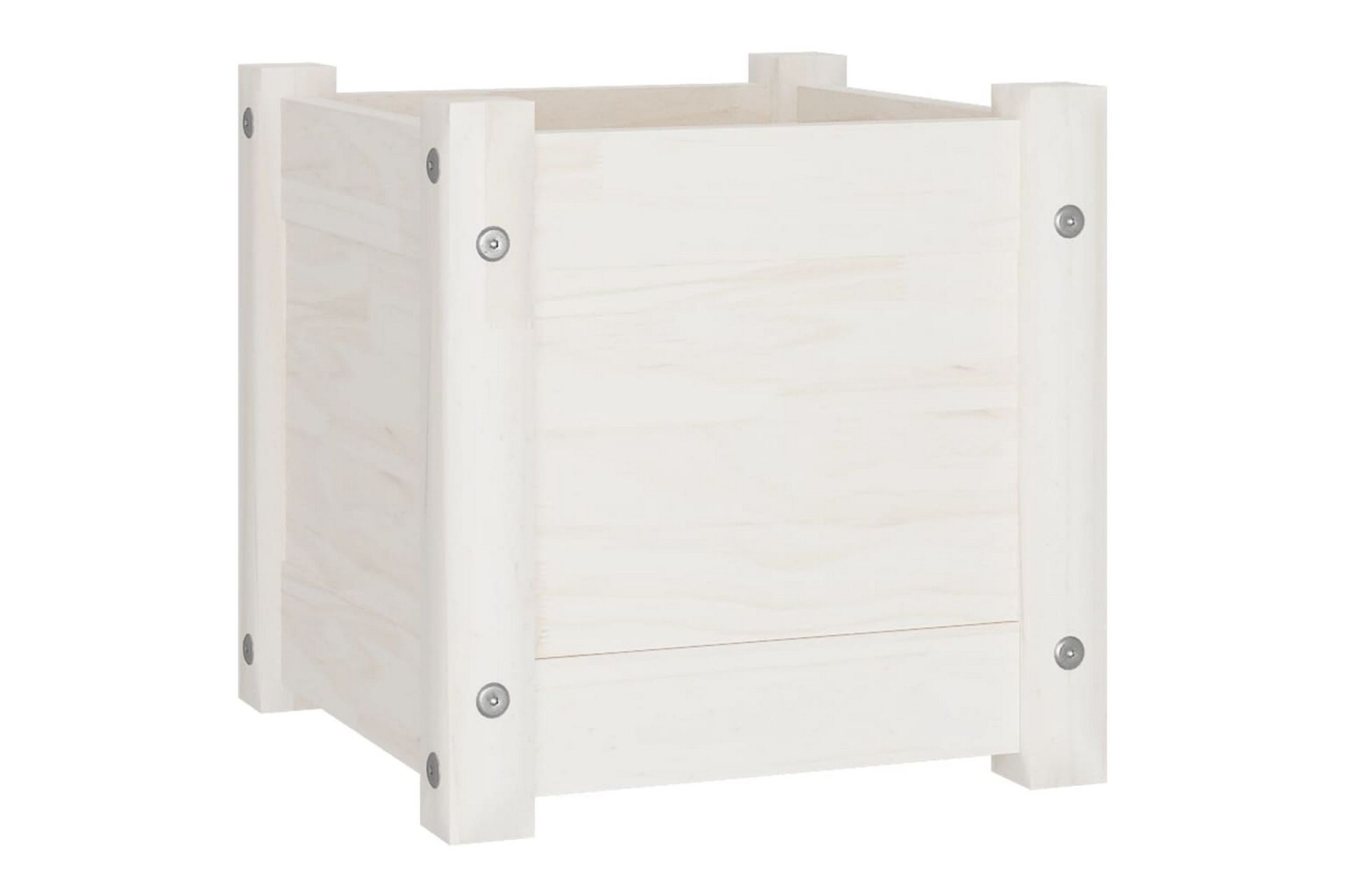 Plantekasse hvit 31x31x31 cm heltre furu - Hvit - Hagemøbler - Øvrig utendørs - Tilbehør utendørs - Hagekrukker