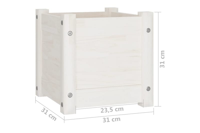 Plantekasse hvit 31x31x31 cm heltre furu - Hvit - Hagemøbler - Øvrig utendørs - Tilbehør utendørs - Hagekrukker