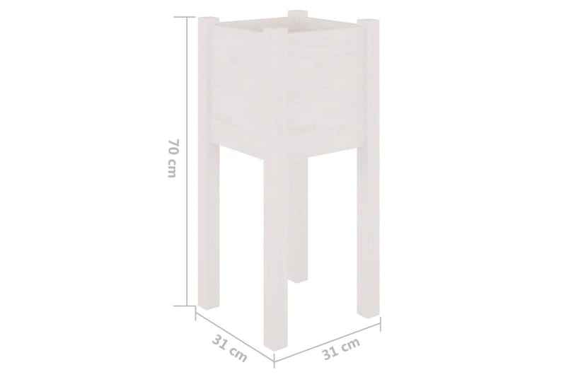 Plantekasse hvit 31x31x70 cm heltre furu - Hvit - Hagemøbler - Øvrig utendørs - Tilbehør utendørs - Hagekrukker