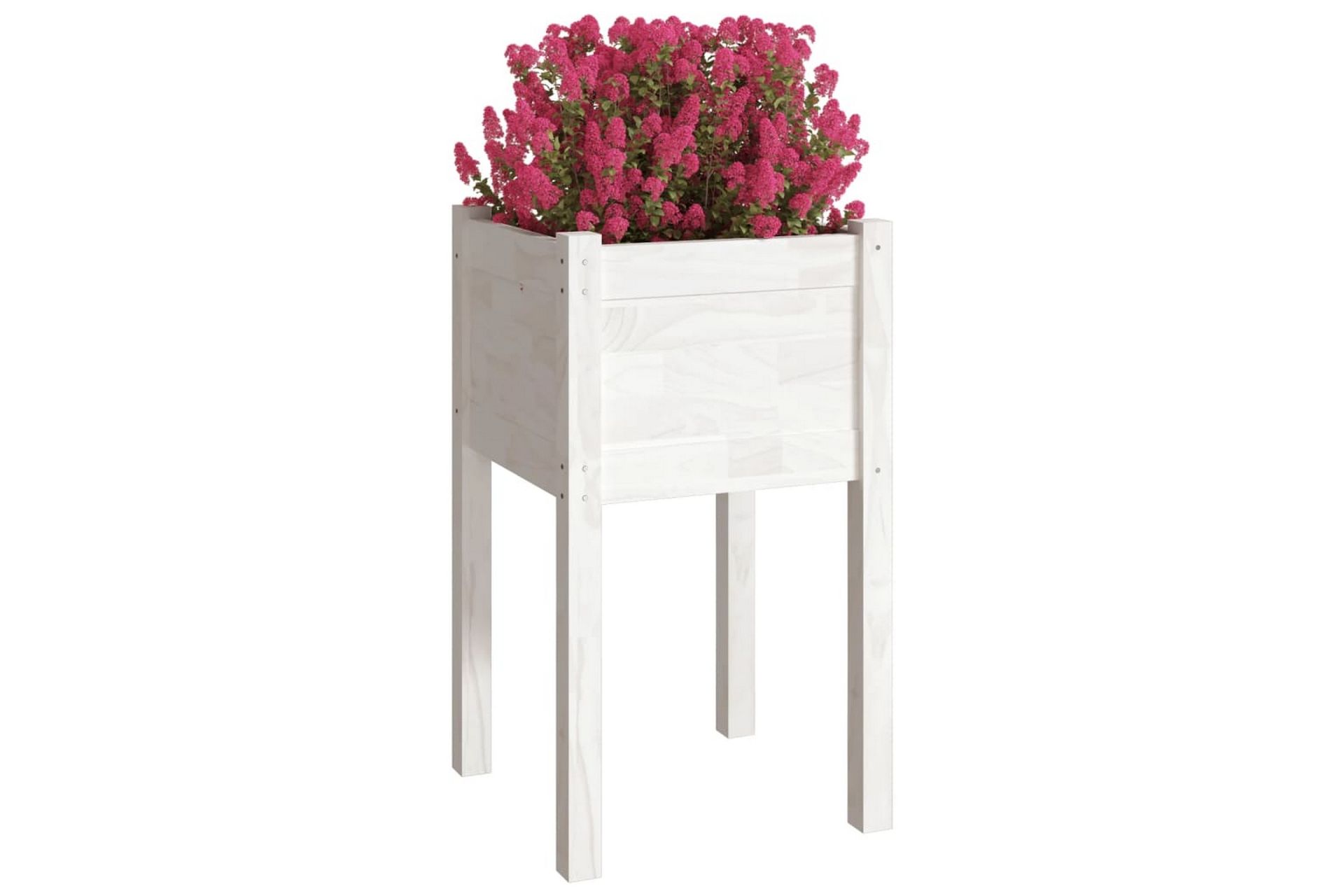 Plantekasse hvit 40x40x70 cm heltre furu - Hvit - Hagemøbler - Øvrig utendørs - Tilbehør utendørs - Hagekrukker