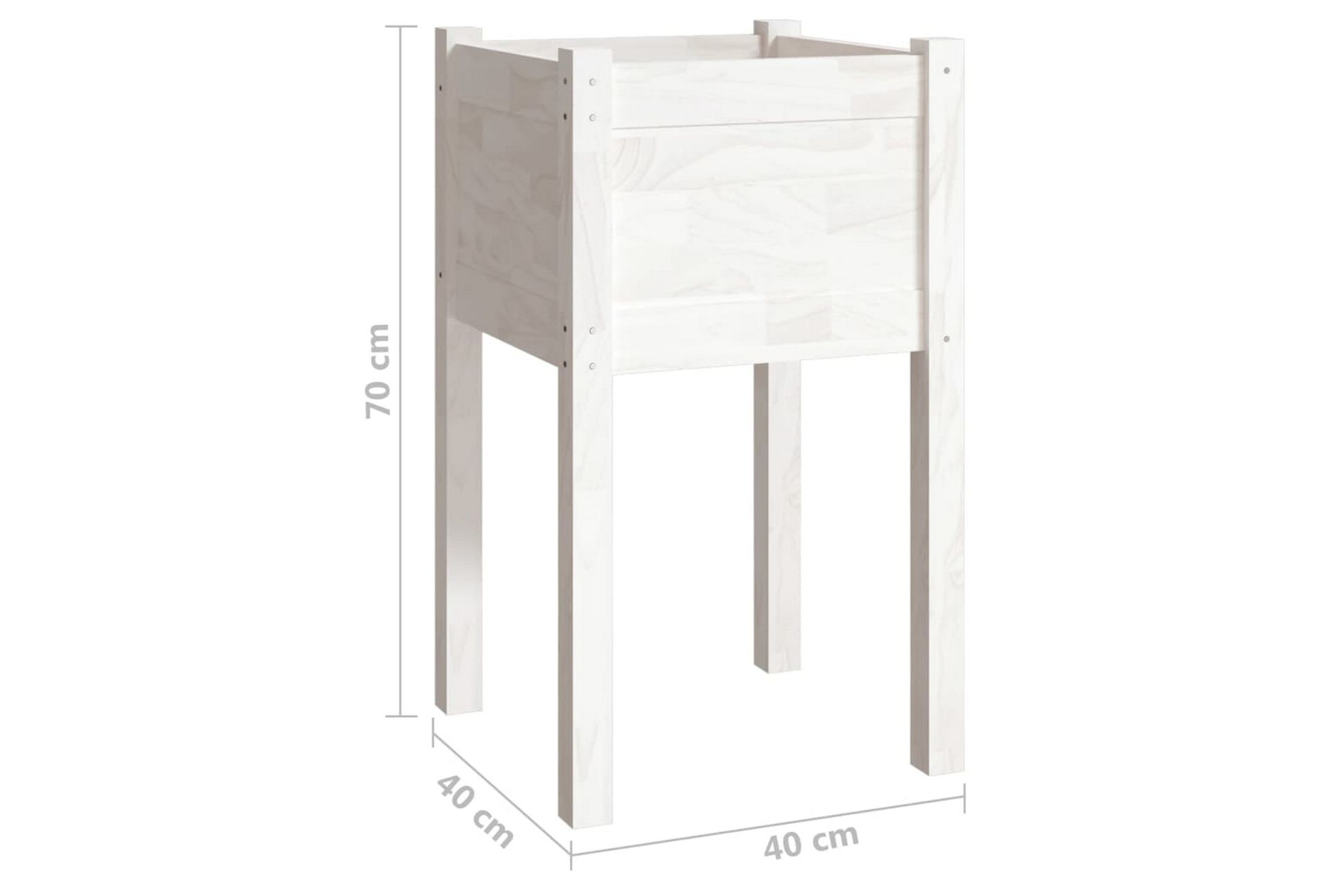 Plantekasse hvit 40x40x70 cm heltre furu - Hvit - Hagemøbler - Øvrig utendørs - Tilbehør utendørs - Hagekrukker