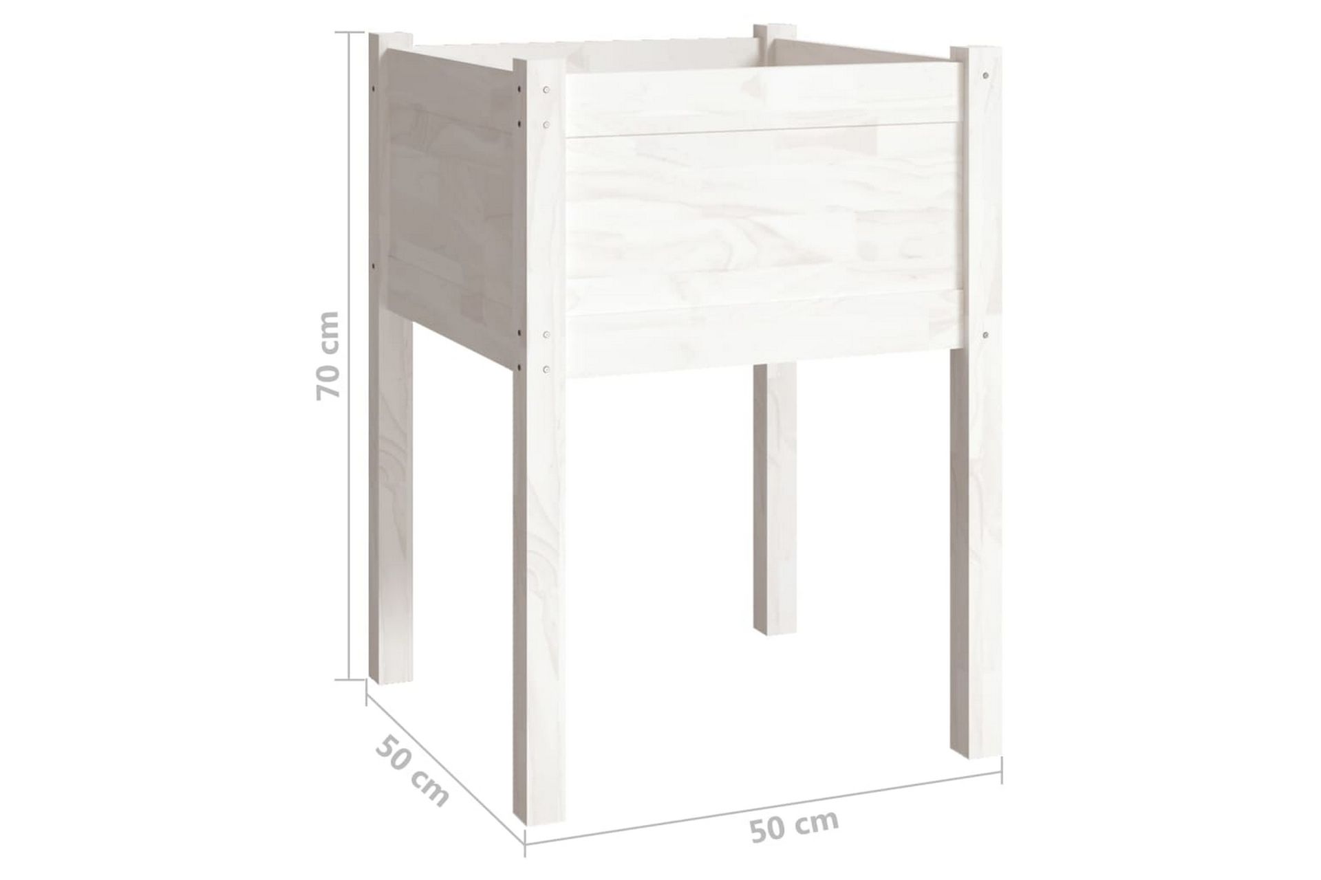 Plantekasse hvit 50x50x70 cm heltre furu - Hvit - Hagemøbler - Øvrig utendørs - Tilbehør utendørs - Hagekrukker
