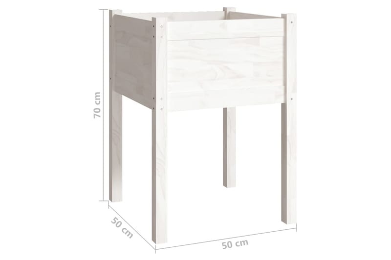 Plantekasse hvit 50x50x70 cm heltre furu - Hvit - Hagemøbler - Øvrig utendørs - Tilbehør utendørs - Hagekrukker