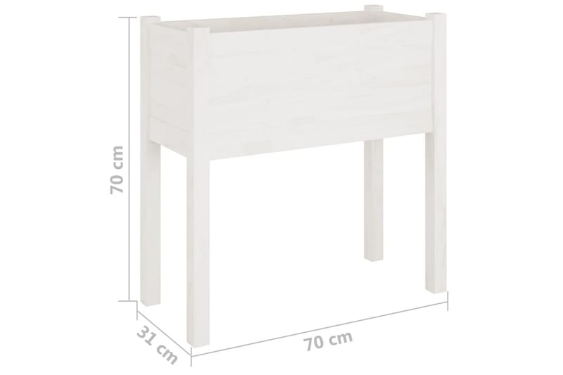 Plantekasse hvit 70x31x70 cm heltre furu - Hvit - Hagemøbler - Øvrig utendørs - Tilbehør utendørs - Hagekrukker