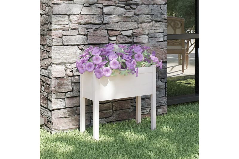 Plantekasse hvit 70x31x70 cm heltre furu - Hvit - Hagemøbler - Øvrig utendørs - Tilbehør utendørs - Hagekrukker