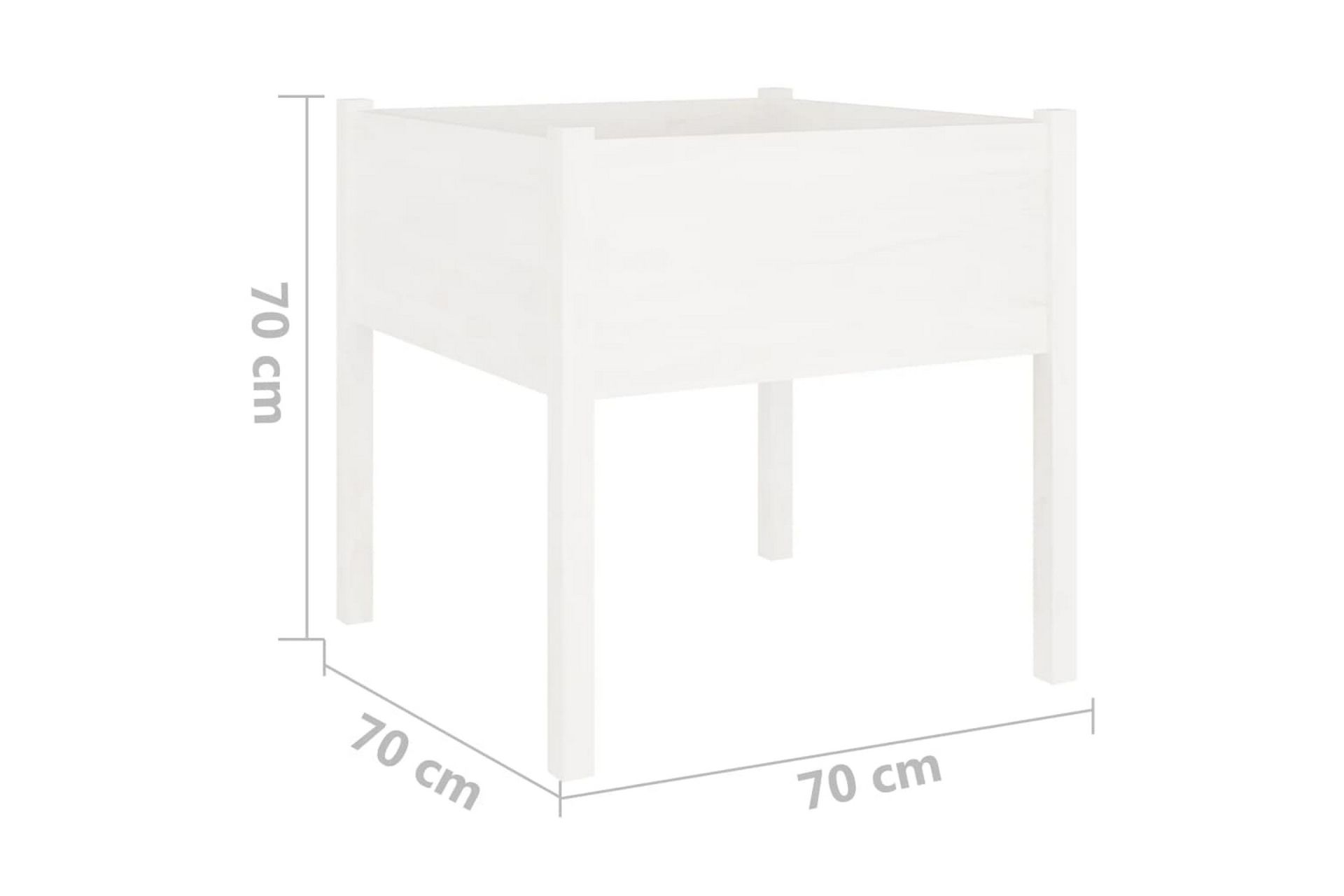 Plantekasse hvit 70x70x70 cm heltre furu - Hvit - Hagemøbler - Øvrig utendørs - Tilbehør utendørs - Hagekrukker