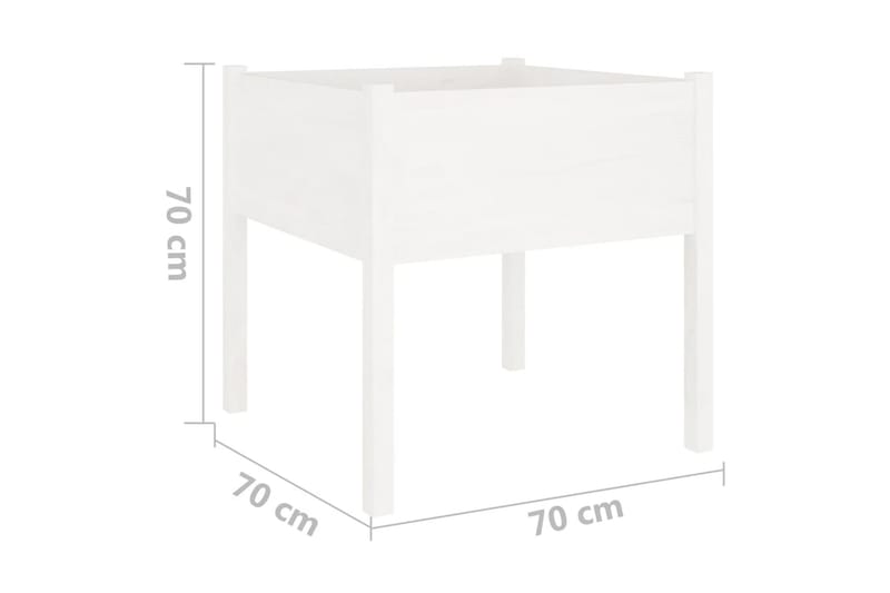 Plantekasse hvit 70x70x70 cm heltre furu - Hvit - Hagemøbler - Øvrig utendørs - Tilbehør utendørs - Hagekrukker