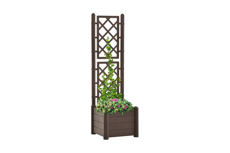 Plantekasse med espalier 43x43x142 cm PP mocca - Brun - Blomsterkasser - Hagekrukker