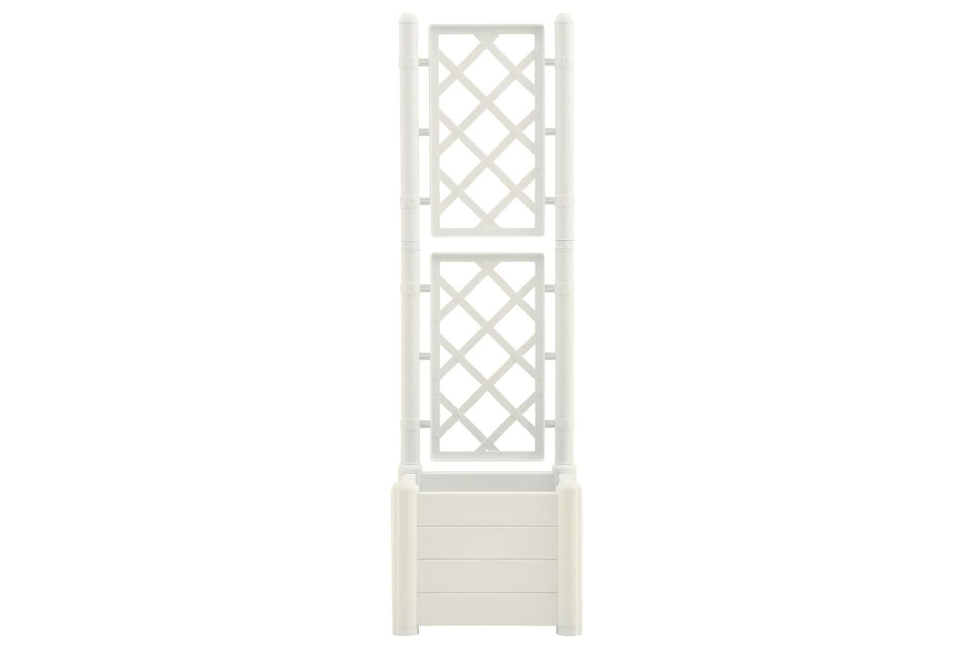 Plantekasse med espalier 43x43x142 cm PP hvit - Hvit - Hagemøbler - Øvrig utendørs - Tilbehør utendørs - Hagekrukker