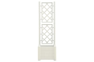 Plantekasse med espalier 43x43x142 cm PP hvit - Hvit - Hagemøbler - Øvrig utendørs - Tilbehør utendørs - Hagekrukker
