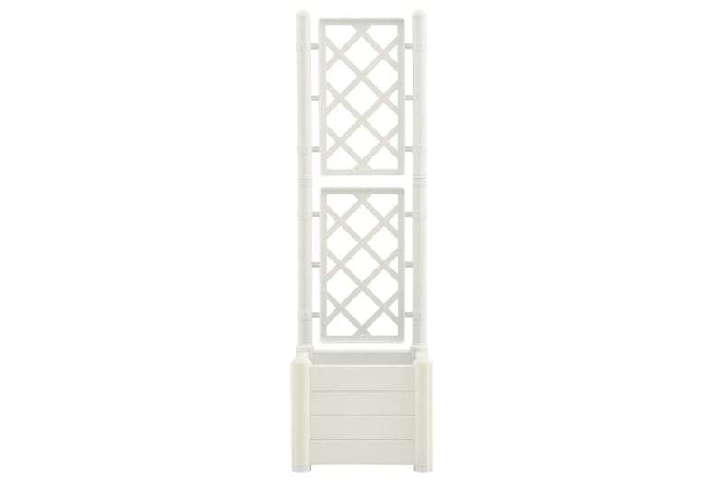 Plantekasse med espalier 43x43x142 cm PP hvit - Hvit - Hagemøbler - Øvrig utendørs - Tilbehør utendørs - Hagekrukker