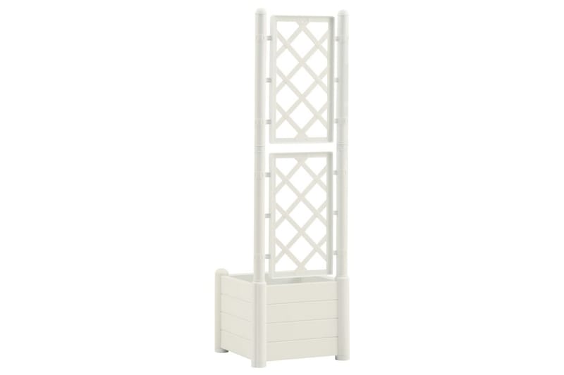Plantekasse med espalier 43x43x142 cm PP hvit - Hvit - Hagemøbler - Øvrig utendørs - Tilbehør utendørs - Hagekrukker
