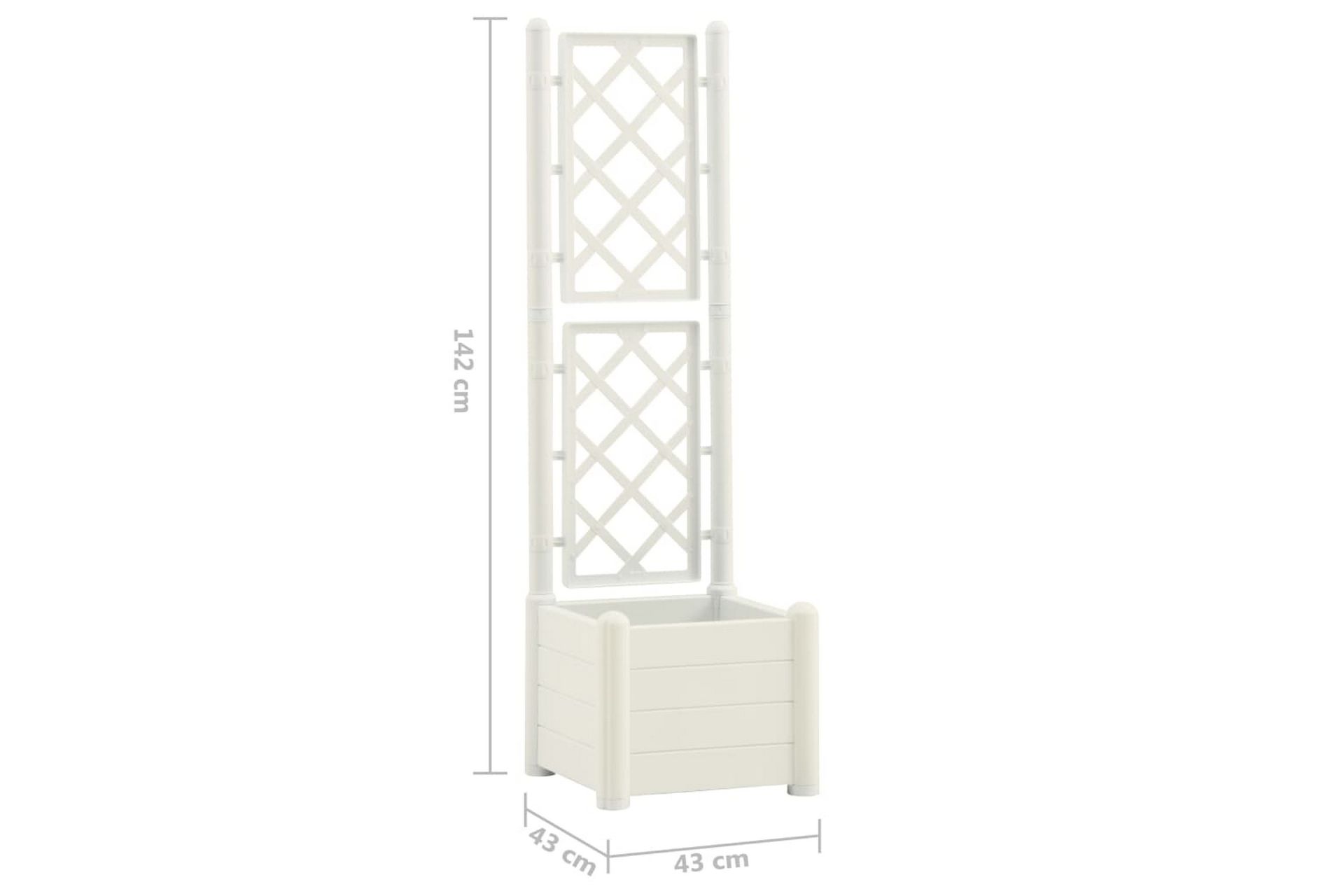 Plantekasse med espalier 43x43x142 cm PP hvit - Hvit - Hagemøbler - Øvrig utendørs - Tilbehør utendørs - Hagekrukker
