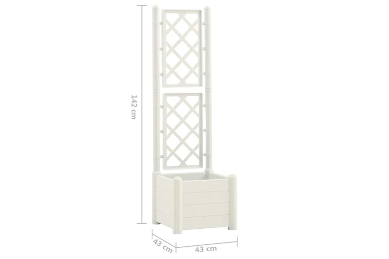 Plantekasse med espalier 43x43x142 cm PP hvit - Hvit - Hagemøbler - Øvrig utendørs - Tilbehør utendørs - Hagekrukker