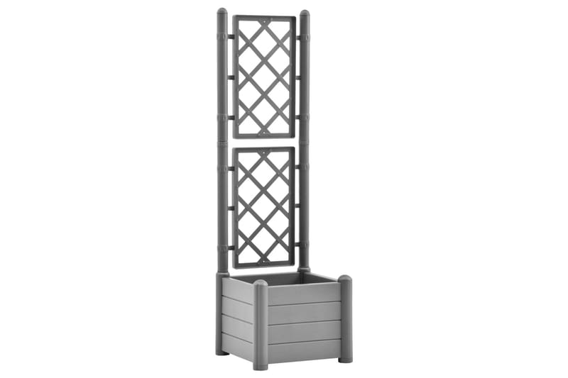 Plantekasse med espalier 43x43x142 cm PP steingrå - Grå - Hagemøbler - Øvrig utendørs - Tilbehør utendørs - Hagekrukker