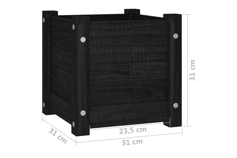 Plantekasse svart 31x31x31 cm heltre furu - Svart - Blomsterkasser - Hagekrukker