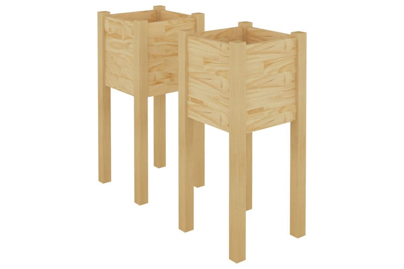 Plantekasser 2 stk 31x31x70 cm heltre furu - Brun - Hagemøbler - Øvrig utendørs - Tilbehør utendørs - Hagekrukker