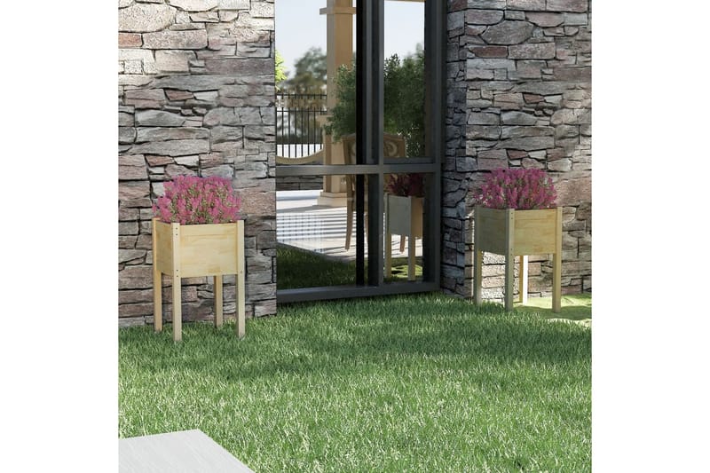 Plantekasser 2 stk 40x40x70 cm heltre furu - Brun - Hagemøbler - Øvrig utendørs - Tilbehør utendørs - Hagekrukker