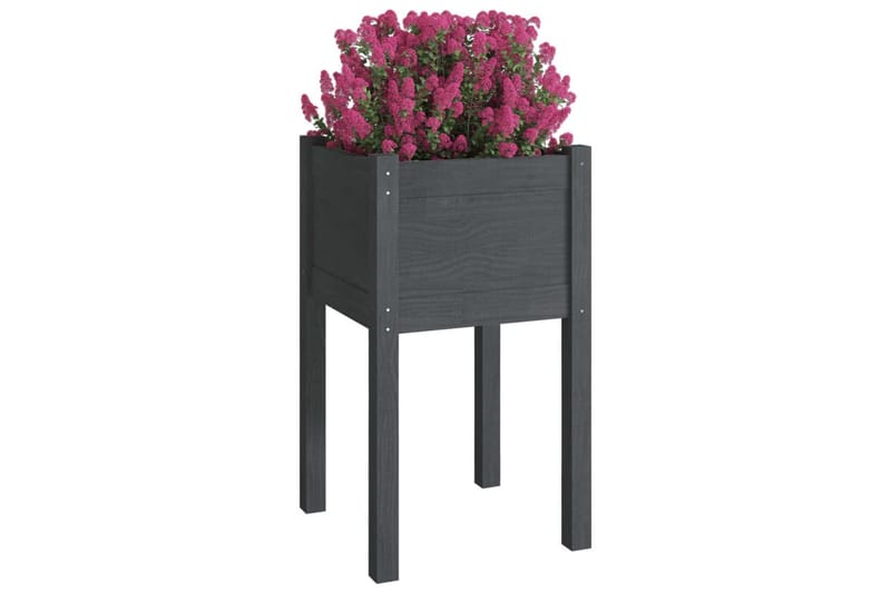Plantekasser 2 stk 40x40x70 cm heltre furu grå - Grå - Hagemøbler - Øvrig utendørs - Tilbehør utendørs - Hagekrukker