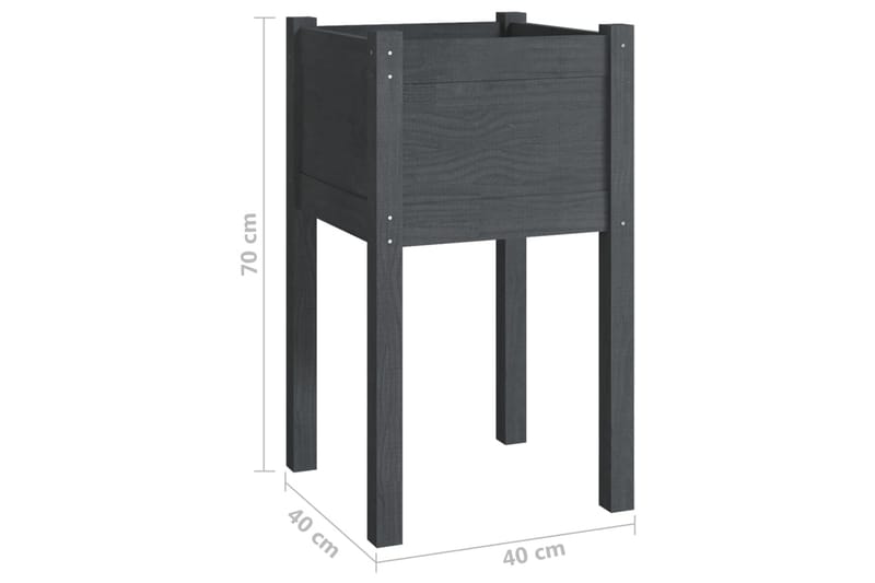 Plantekasser 2 stk 40x40x70 cm heltre furu grå - Grå - Blomsterkasser - Hagekrukker