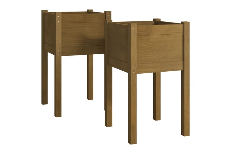 Plantekasser 2 stk 40x40x70 cm heltre furu honningbrun - Brun - Hagemøbler - Øvrig utendørs - Tilbehør utendørs - Hagekrukker