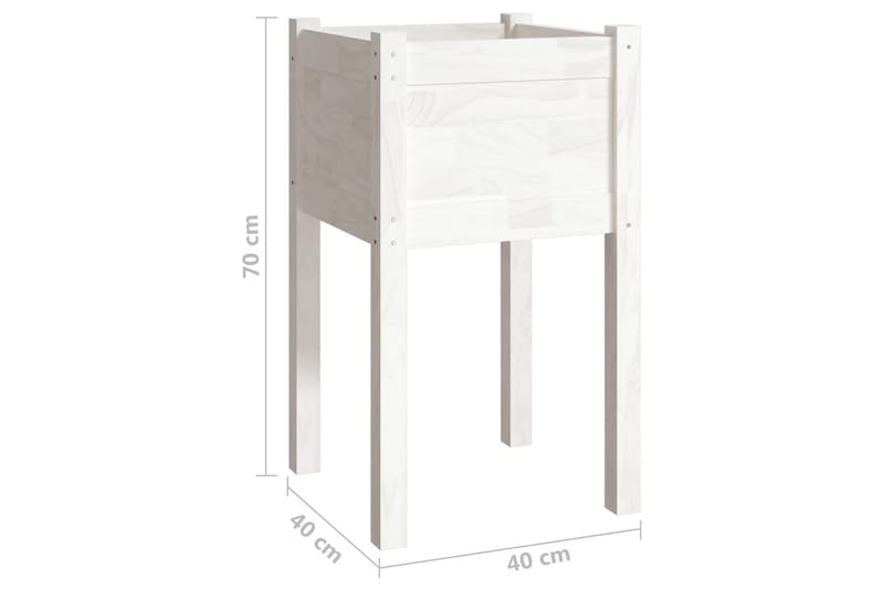 Plantekasser 2 stk 40x40x70 cm heltre furu hvit - Hvit - Hagemøbler - Øvrig utendørs - Tilbehør utendørs - Hagekrukker