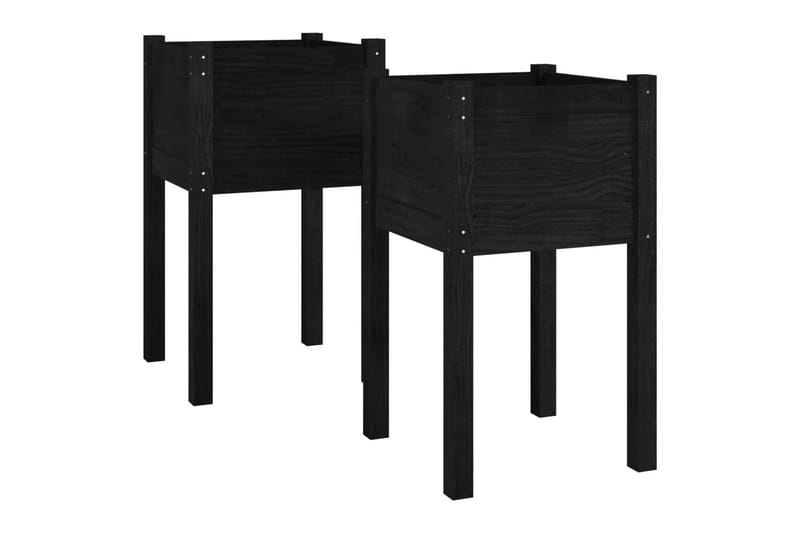 Plantekasser 2 stk 40x40x70 cm heltre furu svart - Svart - Hagemøbler - Øvrig utendørs - Tilbehør utendørs - Hagekrukker