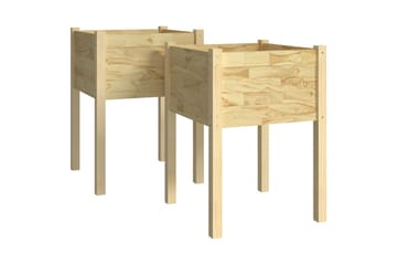 Plantekasser 2 stk 50x50x70 cm heltre furu - Brun - Hagemøbler - Øvrig utendørs - Tilbehør utendørs - Hagekrukker