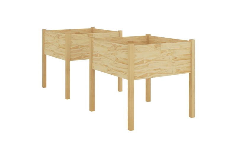 Plantekasser 2 stk 70x70x70 heltre furu - Brun - Hagemøbler - Øvrig utendørs - Tilbehør utendørs - Hagekrukker