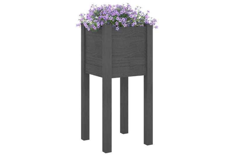 Plantekasser 2 stk grå 31x31x70 cm heltre furu - Grå - Blomsterkasser - Hagekrukker