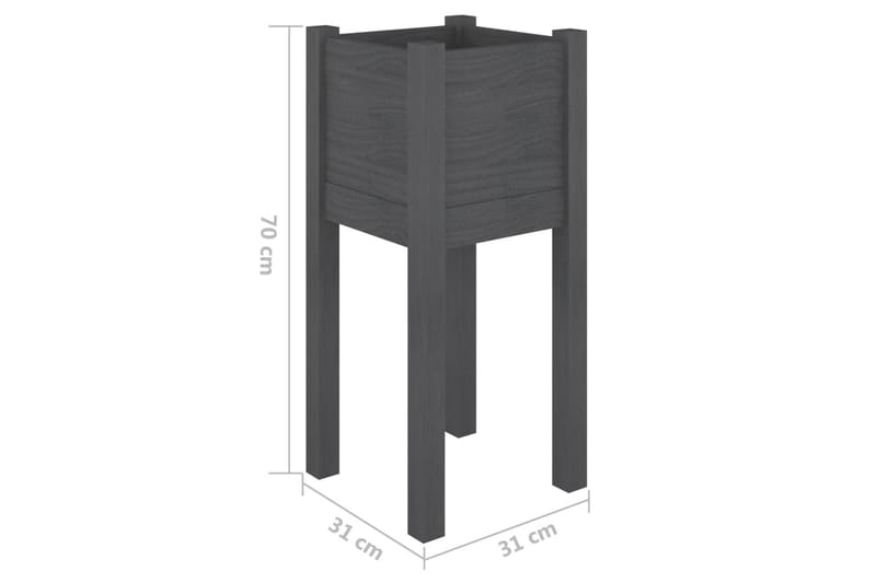 Plantekasser 2 stk grå 31x31x70 cm heltre furu - Grå - Hagemøbler - Øvrig utendørs - Tilbehør utendørs - Hagekrukker