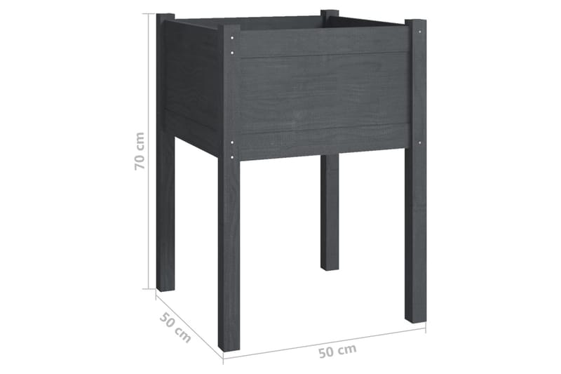 Plantekasser 2 stk grå 50x50x70 cm heltre furu - Grå - Hagemøbler - Øvrig utendørs - Tilbehør utendørs - Hagekrukker