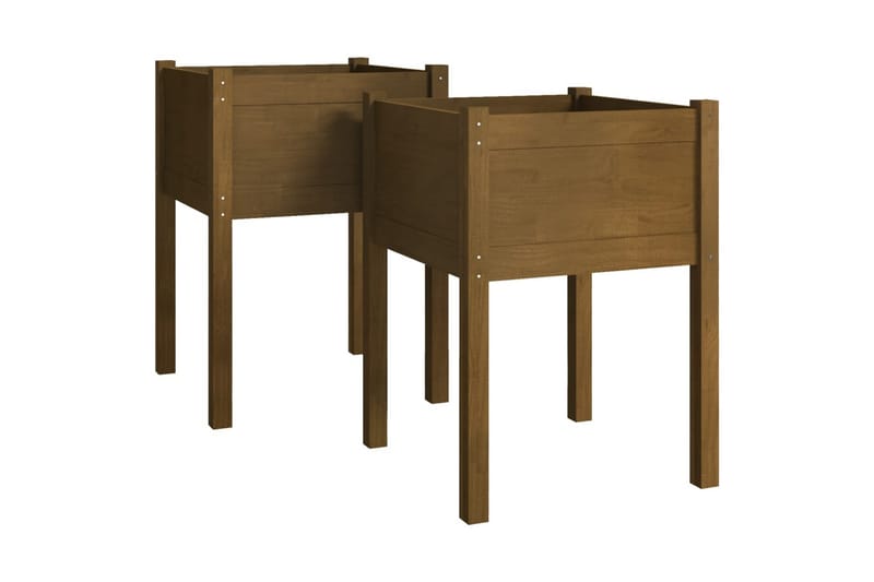 Plantekasser 2 stk honningbrun 50x50x70 cm heltre furu - Brun - Hagemøbler - Øvrig utendørs - Tilbehør utendørs - Hagekrukker