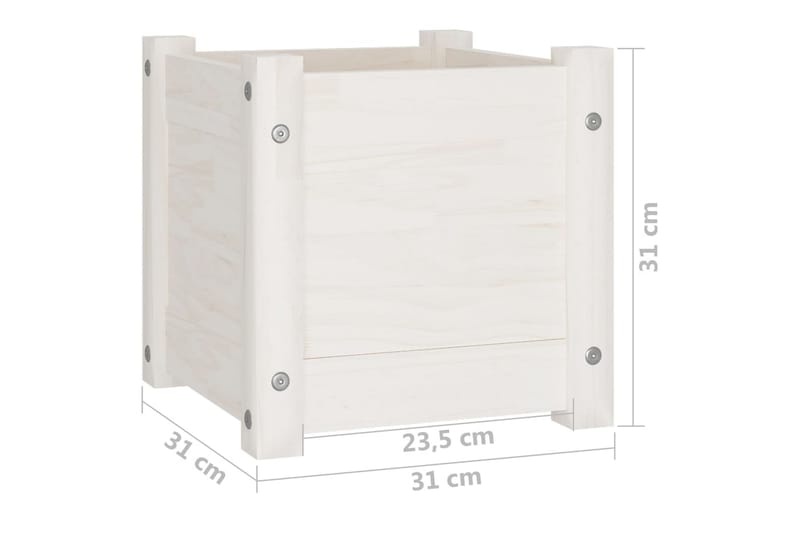 Plantekasser 2 stk hvit 31x31x31 cm heltre furu - Hvit - Hagemøbler - Øvrig utendørs - Tilbehør utendørs - Hagekrukker