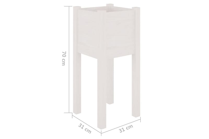 Plantekasser 2 stk hvit 31x31x70 cm heltre furu - Hvit - Hagemøbler - Øvrig utendørs - Tilbehør utendørs - Hagekrukker
