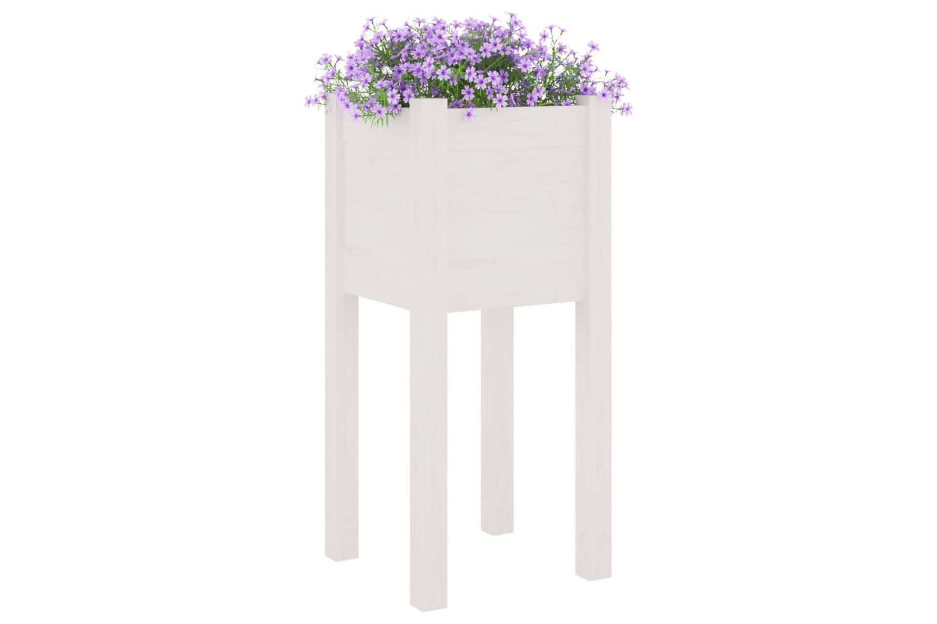 Plantekasser 2 stk hvit 31x31x70 cm heltre furu - Hvit - Hagemøbler - Øvrig utendørs - Tilbehør utendørs - Hagekrukker
