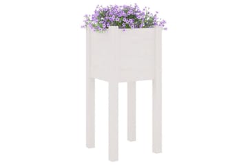 Plantekasser 2 stk hvit 31x31x70 cm heltre furu - Hvit - Hagemøbler - Øvrig utendørs - Tilbehør utendørs - Hagekrukker