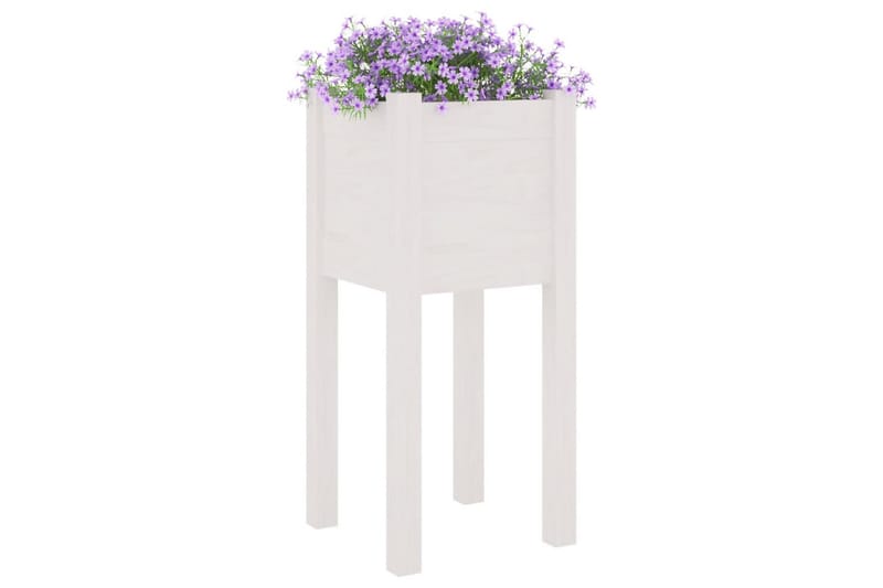 Plantekasser 2 stk hvit 31x31x70 cm heltre furu - Hvit - Hagemøbler - Øvrig utendørs - Tilbehør utendørs - Hagekrukker