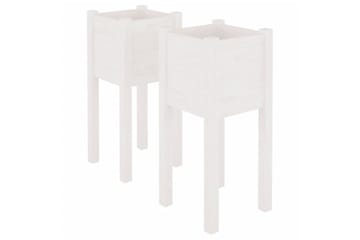 Plantekasser 2 stk hvit 31x31x70 cm heltre furu - Hvit - Hagemøbler - Øvrig utendørs - Tilbehør utendørs - Hagekrukker