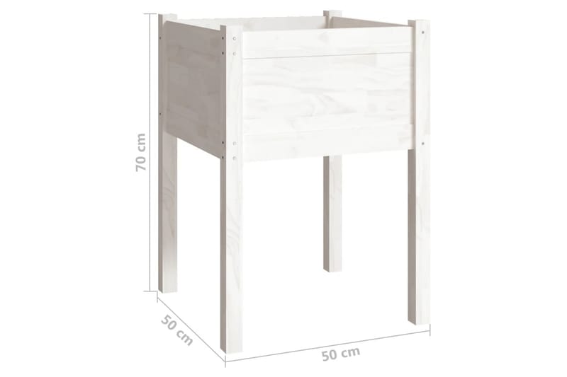 Plantekasser 2 stk hvit 50x50x70 cm heltre furu - Hvit - Hagemøbler - Øvrig utendørs - Tilbehør utendørs - Hagekrukker