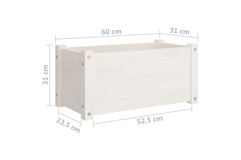 Plantekasser 2 stk hvit 60x31x31 cm heltre furu - Hvit - Hagemøbler - Øvrig utendørs - Tilbehør utendørs - Hagekrukker