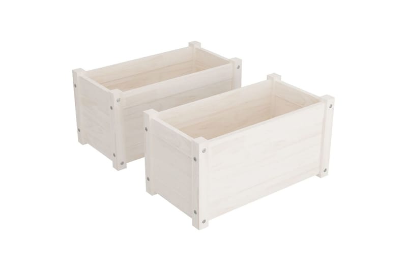 Plantekasser 2 stk hvit 60x31x31 cm heltre furu - Hvit - Hagemøbler - Øvrig utendørs - Tilbehør utendørs - Hagekrukker