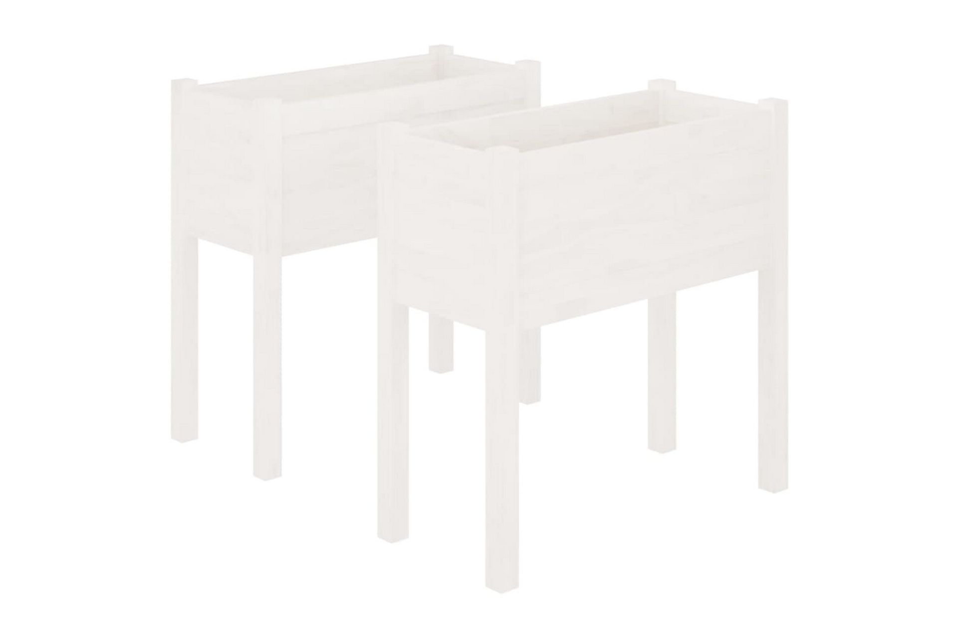 Plantekasser 2 stk hvit 70x31x70 cm heltre furu - Hvit - Hagemøbler - Øvrig utendørs - Tilbehør utendørs - Hagekrukker