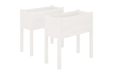 Plantekasser 2 stk hvit 70x31x70 cm heltre furu - Hvit - Hagemøbler - Øvrig utendørs - Tilbehør utendørs - Hagekrukker