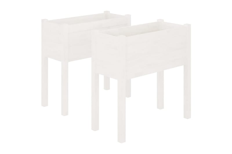 Plantekasser 2 stk hvit 70x31x70 cm heltre furu - Hvit - Hagemøbler - Øvrig utendørs - Tilbehør utendørs - Hagekrukker