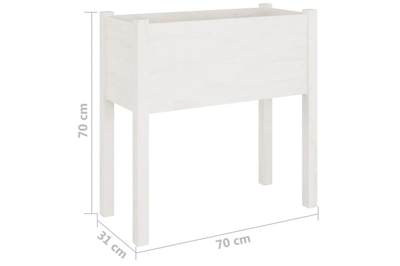 Plantekasser 2 stk hvit 70x31x70 cm heltre furu - Hvit - Hagemøbler - Øvrig utendørs - Tilbehør utendørs - Hagekrukker