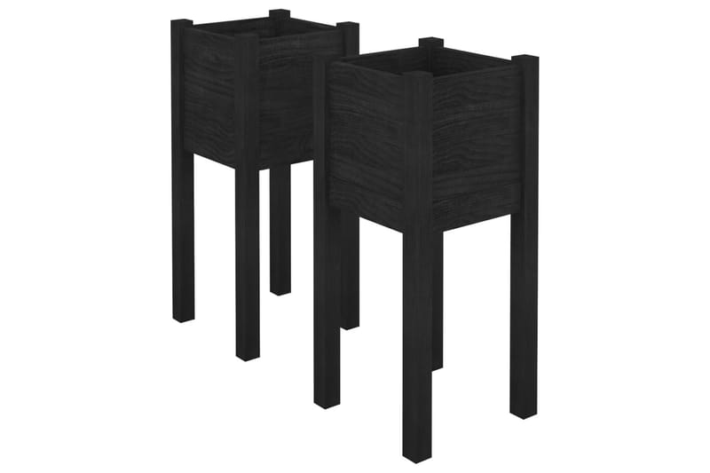 Plantekasser 2 stk svart 31x31x70 cm heltre furu - Svart - Hagemøbler - Øvrig utendørs - Tilbehør utendørs - Hagekrukker