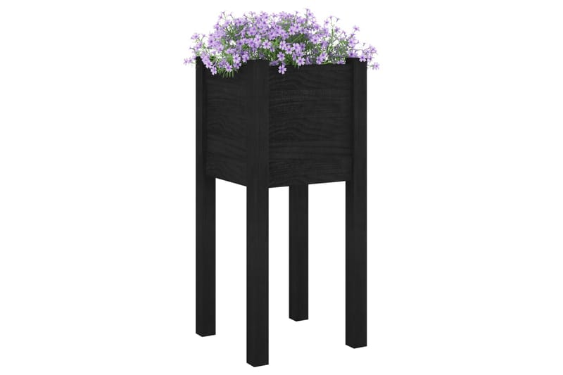 Plantekasser 2 stk svart 31x31x70 cm heltre furu - Svart - Blomsterkasser - Hagekrukker