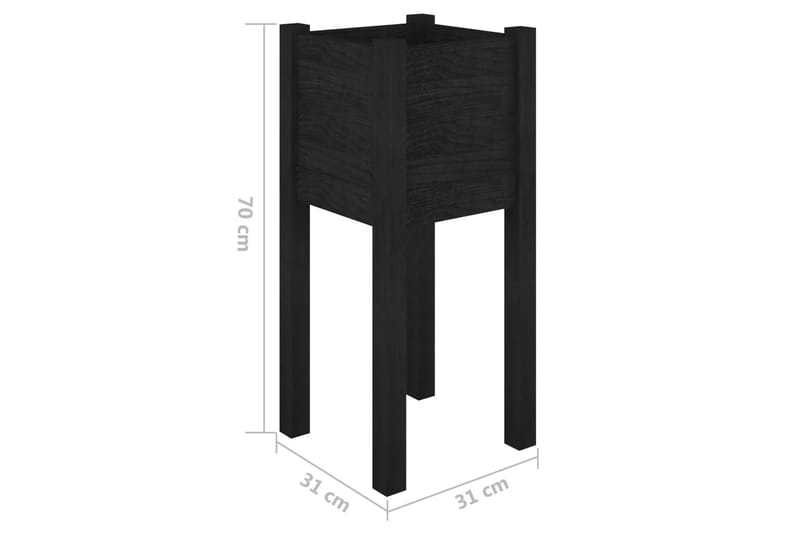 Plantekasser 2 stk svart 31x31x70 cm heltre furu - Svart - Hagemøbler - Øvrig utendørs - Tilbehør utendørs - Hagekrukker