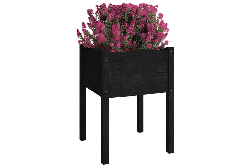 Plantekasser 2 stk svart 50x50x70 cm heltre furu - Svart - Hagemøbler - Øvrig utendørs - Tilbehør utendørs - Hagekrukker
